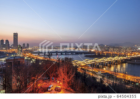 風景 夜景 漢江大橋 64504355