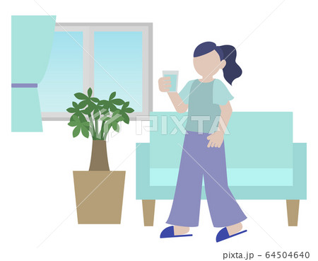 水分補給をする女性のイラスト 64504640