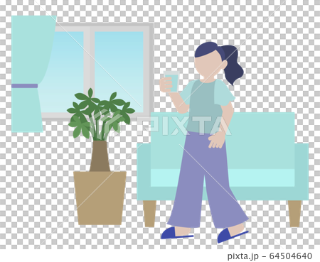 水分補給をする女性のイラスト 64504640