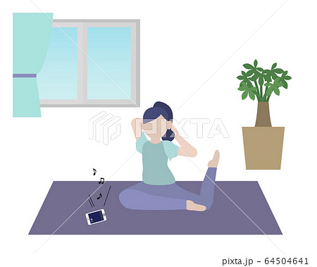 自宅で運動をする女性のイラスト 64504641