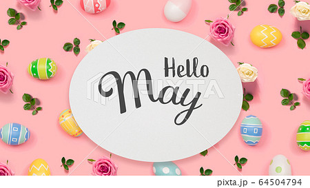 Hello May message with Easter eggs 64504794