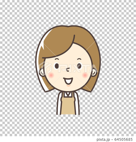 人物：女性 主婦 家事 育児 従業員 店員 女子 一人 ひとり 笑顔 笑う 白バック 64505685