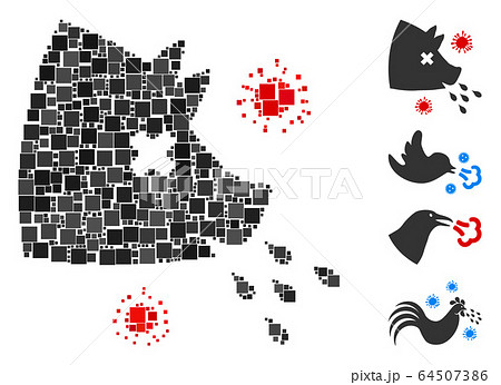 Square Swine Flu Icon Vector Collage 64507386
