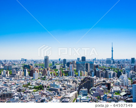 東京スカイツリーと文京区・台東区周辺の町並み 東京スカイツリーと文京区・台東区周辺の町並み 64507549