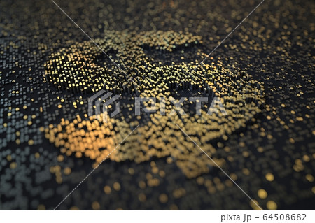 Golden numbers bars compose USD dollar symbol on black background. 3D rendering Golden numbers bars compose USD dollar symbol on black background. 3D rendering 64508682