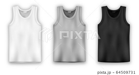 Set of tank top in white, gray and black colors. 64509731