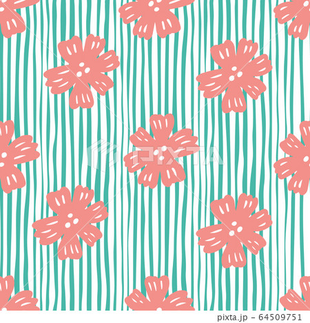 Seamless pattern with chamomile flowers on green 64509751