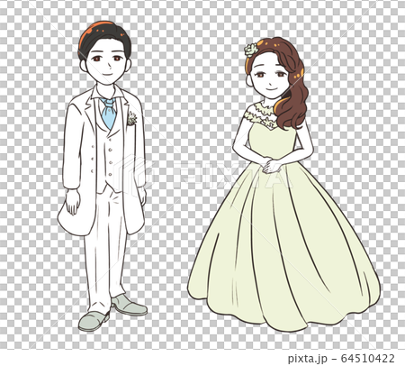 結婚する新郎新婦のイラスト素材