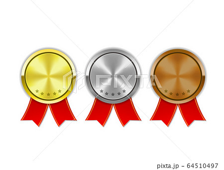 星つき勲章メダルとリボンのイラスト 赤 のイラスト素材 64510497 Pixta