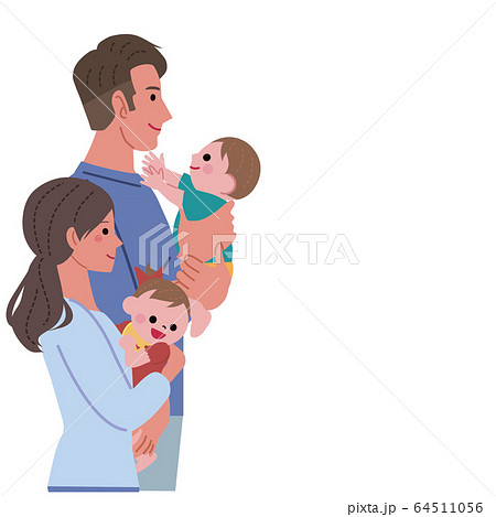赤ちゃんを抱っこする お母さん お父さん イラストのイラスト素材