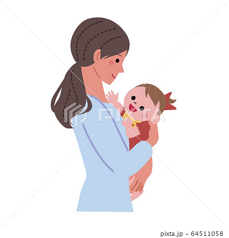 赤ちゃんを抱っこするお母さん イラストのイラスト素材
