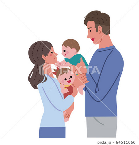 赤ちゃんを抱っこする お母さん お父さん イラストのイラスト素材