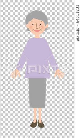 微笑的奶奶全身矢量圖 64511233