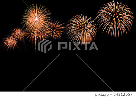 The colorful of fireworks showing on dark sky at night time for special celebration day with black background. 64512057