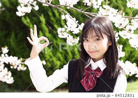 オーケーサインの学生 桜 オーケーサインの学生 桜 64512831