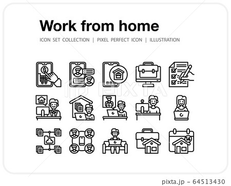 Work from home icons set, Pixel perfect icon, Set of icons for web and mobile 64513430