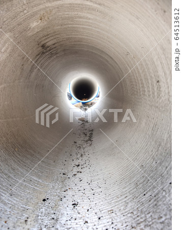 Hole in long tupe with large diameter. Water  pipe 64513612