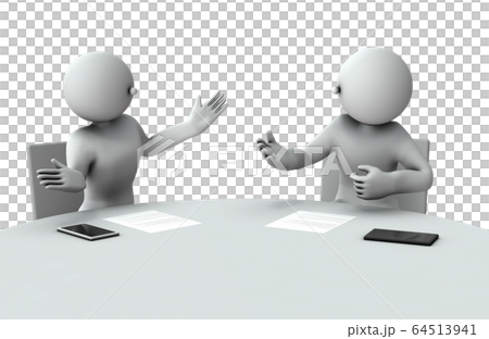 ビジネスミーティングで協議する二人。白バック・3Dレンダリング。 64513941