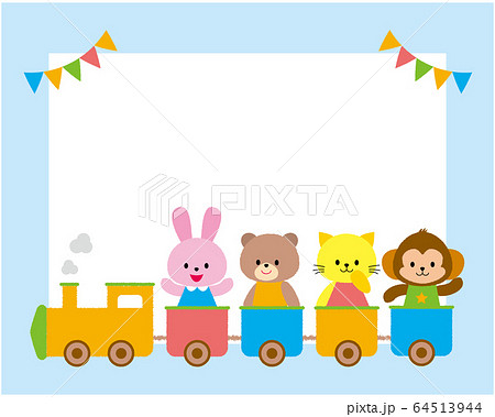 子供向け 動物列車フレームのイラスト素材
