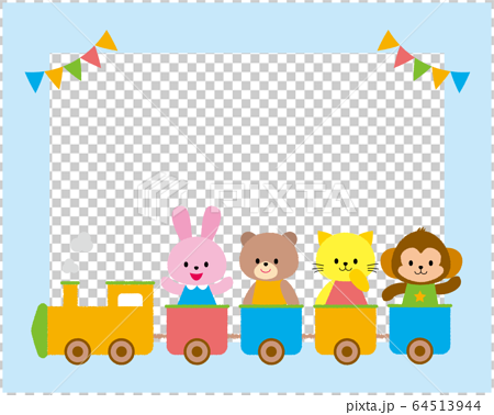子供向け 動物列車フレームのイラスト素材