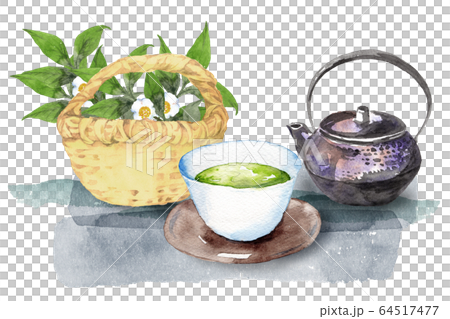 日本茶水彩画のイラスト素材