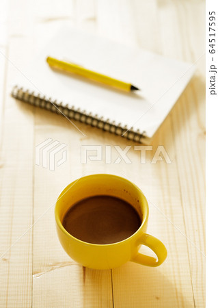 cup of hot chocolate on wooden background with 64517595