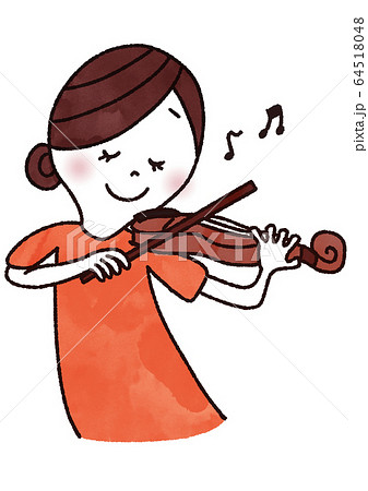 ヴァイオリンを弾く女性のイラスト素材
