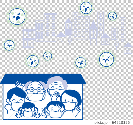 新型コロナウイルス　外出自粛　町と自宅 64518336