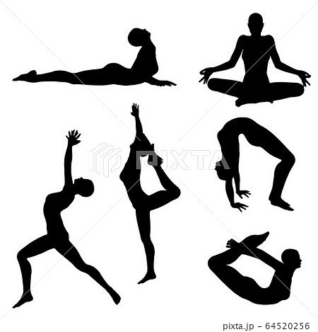 Woman In Yoga Pose Silhouettesのイラスト素材