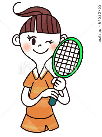 テニスをする女性のイラスト素材