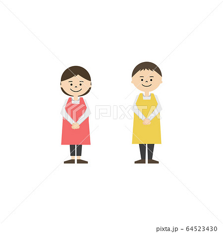 保育士　手をそろえて立つ　男女 64523430