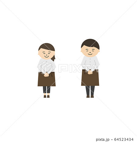 男女　カフェ店員　お辞儀 64523434