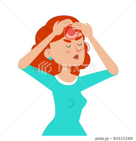 Young woman suffer from headache vector isolated 64525269
