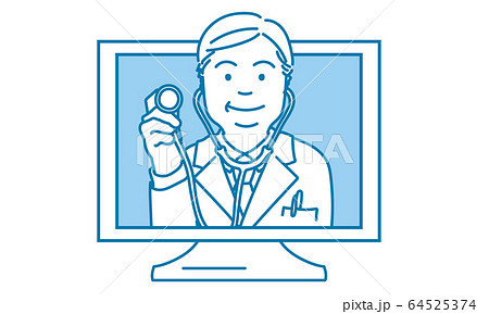 オンライン診療の医師イラストのイラスト素材