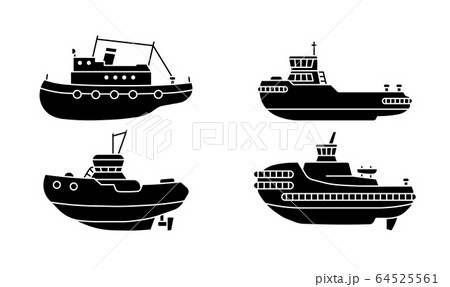 Set of tugboats. Collection of towboat ships in flat style. Set of tugboats. Collection of towboat ships in flat style. 64525561