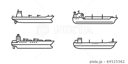Set of large tanker ships. Modern tanker sea vessel. 64525562