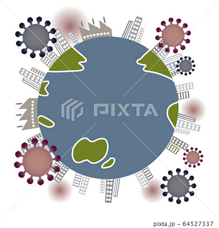 ウイルスに侵された地球のイラスト ウイルスに侵された地球のイラスト 64527337