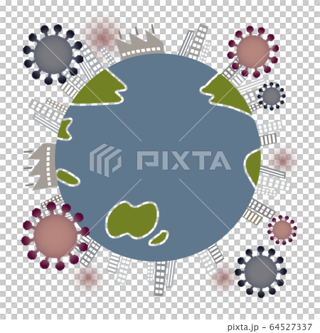 ウイルスに侵された地球のイラスト ウイルスに侵された地球のイラスト 64527337