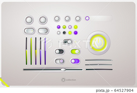 Collection of light plastic buttons and sliders. Realistic style. Vector illustration. Collection of light plastic buttons and sliders. Realistic style. Vector illustration. 64527904