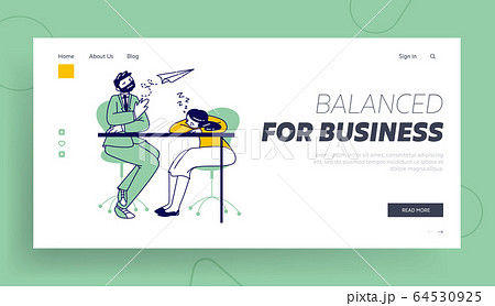 Tired Business People Characters Emotional Burnout Landing Page Template. Lazy Business Man and Woman Sitting at Working Place in Office Sleeping on Bored Meeting. Linear Vector Illustration Tired Business People Characters Emotional Burnout Landing Page Template. Lazy Business Man and Woman Sitting at Working Place in Office Sleeping on Bored Meeting. Linear Vector Illustration 64530925