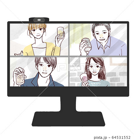 オンライン飲み会 パソコン 画面 オンライン飲み会 パソコン 画面 64531552
