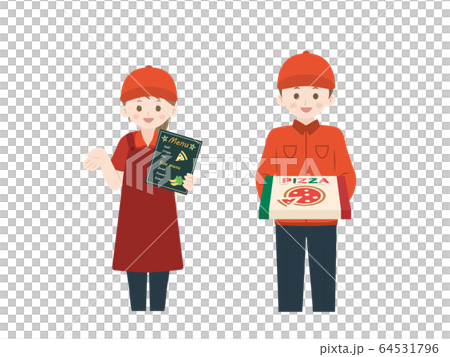 ピザ 店員配達のイラスト 64531796