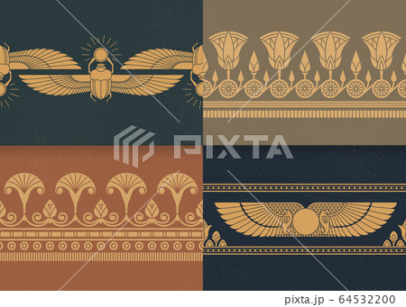 Set of four a seamless vector illustration of Egyptian national ornament on the various background Set of four a seamless vector illustration of Egyptian national ornament on the various background 64532200