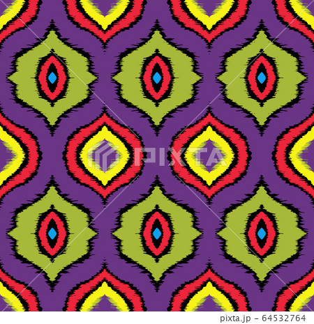 Ikat geometric folklore ornament with diamonds. 64532764
