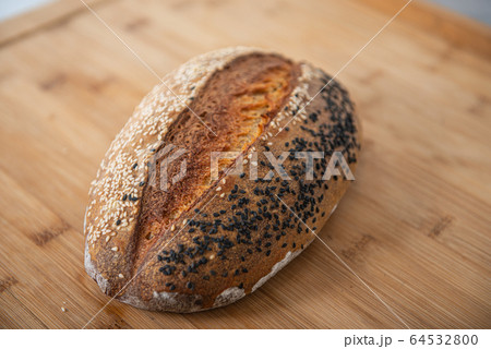 craft bread on a wooden background with copy space 64532800