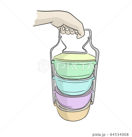hand holding colorful tiffin carrier vector hand holding colorful tiffin carrier vector 64534008