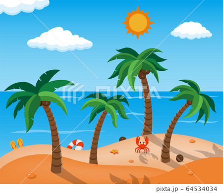 Summer Beach in the Seashore. Summer holidays concept. Vector 64534034