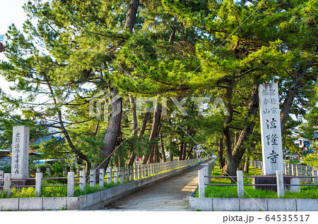 法隆寺 参道入り口の風景 (奈良県生駒郡斑鳩町) 法隆寺 参道入り口の風景 (奈良県生駒郡斑鳩町) 64535517