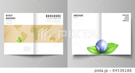 Vector layout of two A4 format cover mockups design templates for bifold brochure, flyer, cover design, book design, brochure cover. Save Earth planet concept. Sustainable development global concept. Vector layout of two A4 format cover mockups design templates for bifold brochure, flyer, cover design, book design, brochure cover. Save Earth planet concept. Sustainable development global concept. 64536188