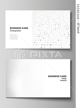 Vector layout of two creative business cards design templates, horizontal template vector design. Halftone effect decoration with dots. Dotted pattern for grunge style decoration. 64536201